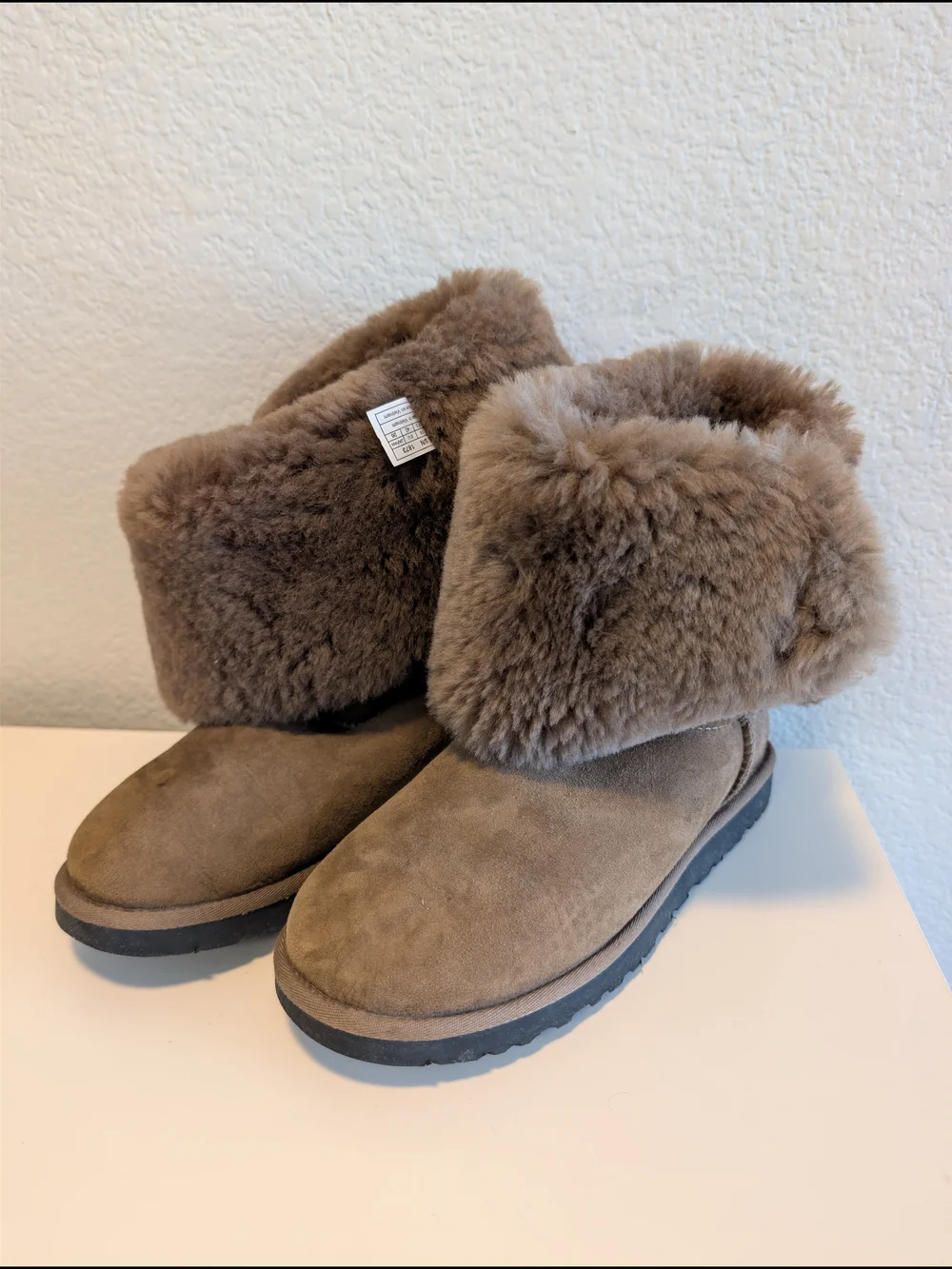 UGG Brown Bailey Button Triplet Tall Suede Winter Boots, US Size 9